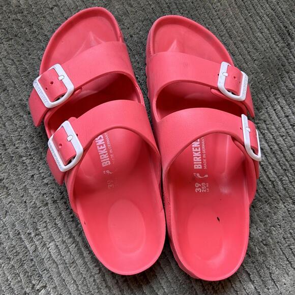 Birkenstock Shoes - Birkenstock Arizona Hot Pink Two-Strap Sandals — Size 8